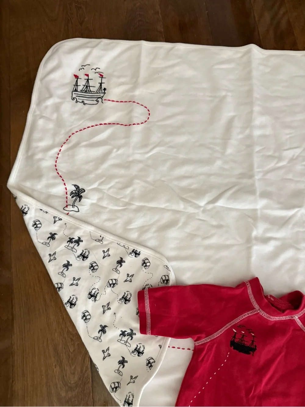 Vintage Gymboree 2004 Pirate Island Map Treasure Chest Baby Blanket set